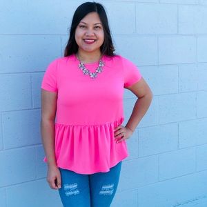 Sweet Claire Hot Pink Peplum Top